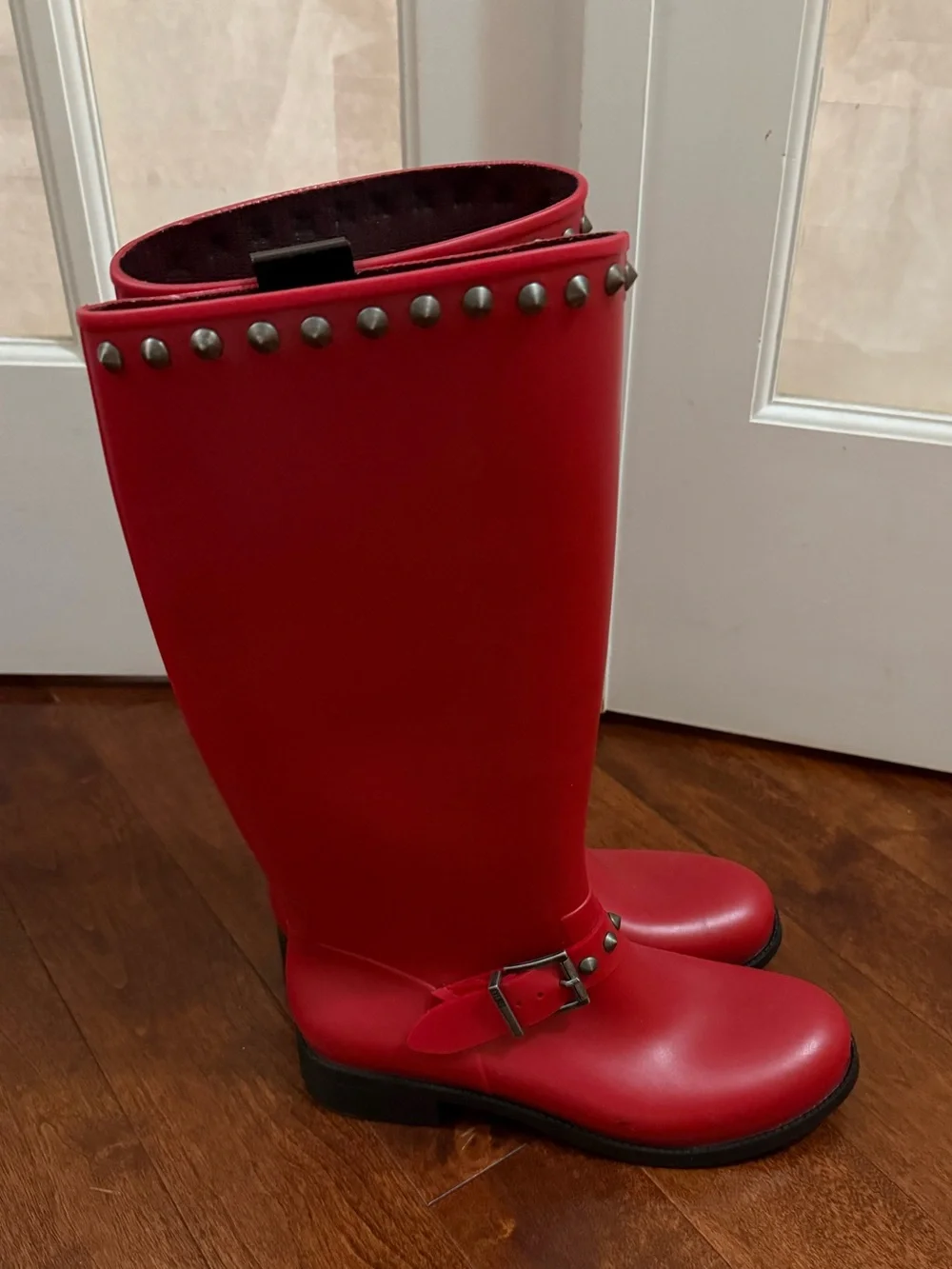 ❌S O L D❌Red Studded Tall Rain Boots - Women's